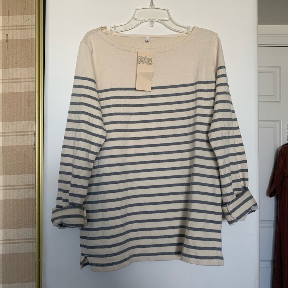 Muji Boatneck Breton Striped Top